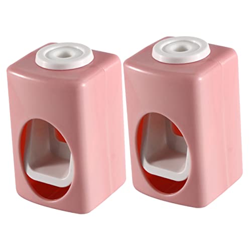 BESTYASH 2Pcs Automatic Toothpaste Dispenser Squeezer Compact Wall Mounted Toothpaste Holder for Space Saving Storage Creative for for Home Use Pink