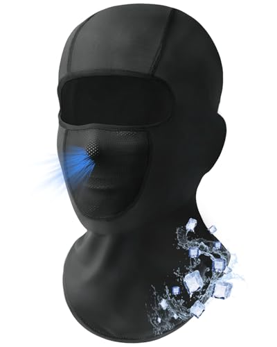 Cooling Breathable Balaclava Face Mask for Men Women Sun UV Protection Summer Full Head Cover for Motorcycle Work Ski Black