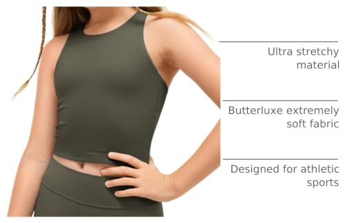 Image of CRZ YOGA Girls Butterluxe Double Lined Crop Tank | Dance, Extremely Soft, Tight Fit, High Neck, Athletic, Sleeveless Tops for Teen