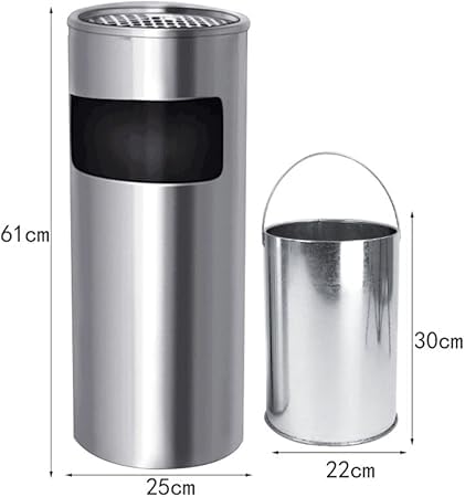 Modern Minimalist Stainless Steel Outdoor Trash Can - Hotel Lobby KTV Large Cylindrical Square Waste Recycling Bin Dustbin
