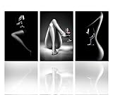 Tucocoo Wall Pictures for Bedroom Fashion Women Black White Paintings 3 Panel Canvas Sexy Girl and W