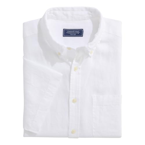 vineyard vines Men's Surfside Solid Linen Short Sleeve Shirt2