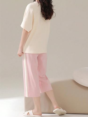 Image of Lymio Womens Korean Night Dress | Full Pyjama Set | Korean Nightsuit | Women Nightwear |Round Neck Full Sleeve Nightsuit | Loungewear | Everyday Nightdress (W-ND-1)