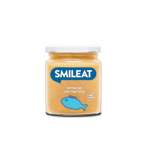 Smileat - Tarrito infantil de Verduras con Merluza - para Peques +6 Meses - Sin Azúcar ni Sal Añadido - Materia Prima de Calidad. Textura Suave y Fácil de Comer - 230g