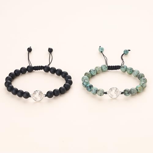 COAI Long Distance Stone Matte Onyx Compass Matching Couple Bracelets3