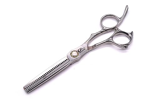 Tesoura Umi Prata Cromado Profissional Premium 6 Polegadas Fio Desbaste Dentada Dentes pra Cima e La