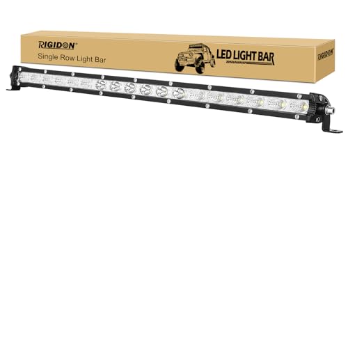 RIGIDON Schmal einzelne Reihe Led lichtleiste kfz 12V 24V 20 Zoll 50cm 90W Flood Spot Combo Beam Offroad Beleuchtung für SUV ATV UTV Traktor LKW Fahrzeuge 6000K Weiß led nebelscheinwerfer