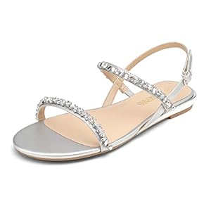 DREAM PAIRS Women’s Casual Dresssy Low Wedge Summer Shoes Cute Strappy Rhinestone Open Toe Flat Sandals