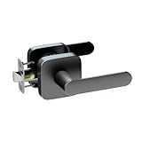 ULTRALOQ Passage Lever Door Handle, Reversible Black Front Door Handle No Lock for Interior or Exterior Door, Closet, Hallway, Adjustable Latch Backset, IP65 Waterproof, Matte Black