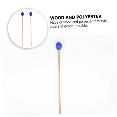 Baquetas para percusión de lana y madera, 2 piezas azules miniatura 3