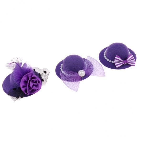 ecomistiq®4x3pcs vintage bowler hat cap for 28-30cm doll clothes accs purple|dolls & bears|dolls|clothes & accessories|modern