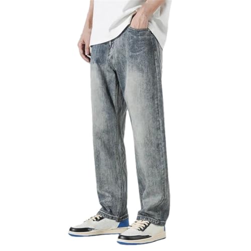 Men's Harem Style Loose Fit Jeans Fall Wide Leg Straight Denim Trousers Streetwear Retro Look Plus Size