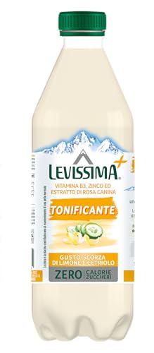 Levissima+, Tonificante, Acqua Minerale Naturale con Vitamina B3 e Zinco, Gusto Scorza di Limone e Cetriolo - 1 Bottiglia da 50cl
