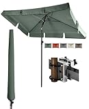 4smile Sonnenschirm Balkon 3-in-1 SET, Grün – balkonschirm mit UV50+-Schutz, 200 x 125 cm, inkl. Sonnenschirmhalter Balkongeländer + Schirmhülle – passend für Balkon und Terrasse