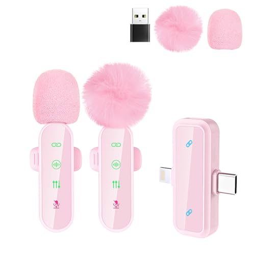 Bayanbulu Kabelloses Lavalier-Mikrofon für iPhone, iPad, Android-Handy, Mini-Mikrofon für Videoaufnahmen, TikTok, Vlog, YouTube, Rauschunterdrückung, Plug-Play Clip on...