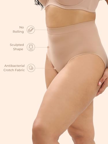 Image of UNDERNEAT Womens High-Waist Brief | Tummy Control Shaper Brief | All Day Shaping and Comfort| Tummy Tucker Panties for Women | Seamless Shapewear Bodyshaper