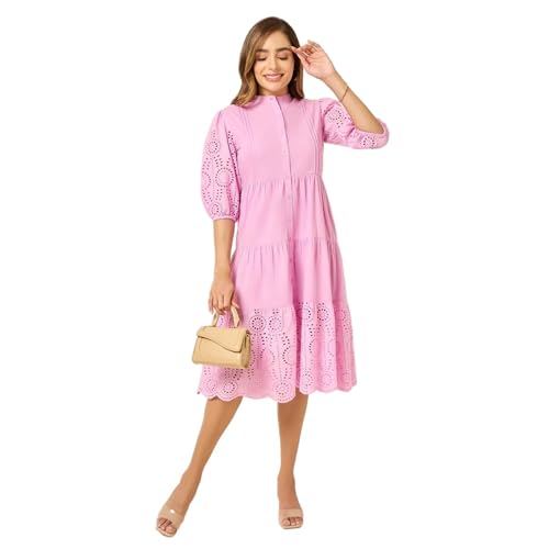 Image of Styli Women Animal Print Shift Midi Dress | Boat Neck with Flared Sleeves Dress for Women| Stylish One Piece Dress for Party, Casual & Evening Outfits