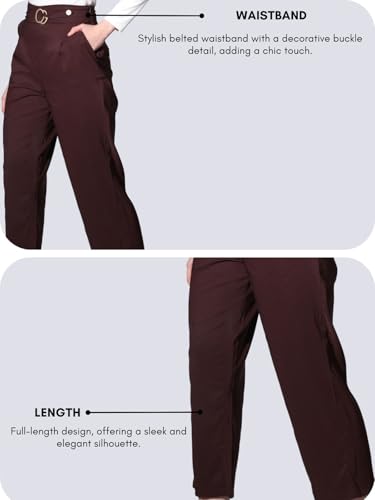Image of Leriya Fashion Women's Ankle Fit High Rise Trousers High-Waisted Pant| Korean Trousers