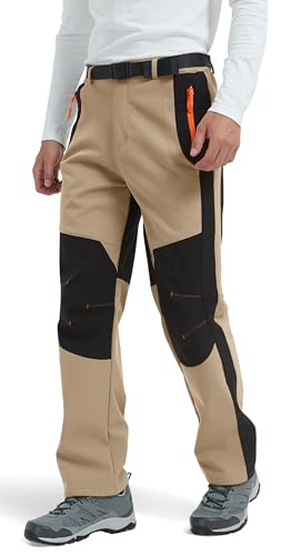 Men's Hiking Snow Ski Pants Softshell Fleece Lined Winter Water Repellent Outdoor Fishing Cargo Pants2