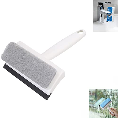 Image of Two-in-One Bathroom Cleaning Tool, Mirror, Toilet, Bathtub, Glass Door and Window Cleaning Supplies, 6pcs (1 Brush and 5 Replaceable Double-Sided Sponges) (Grey)