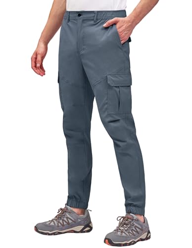 PULI Mens Hiking Cargo Pants Slim Fit Stretch Cycling Denim