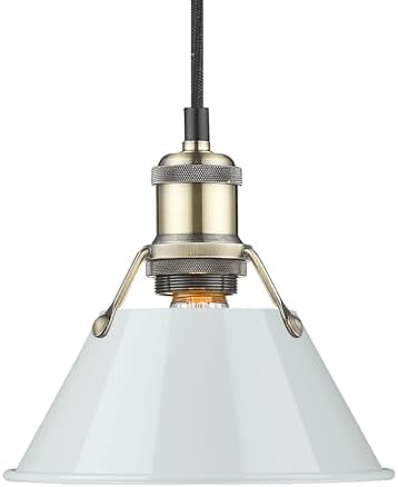 Golden Lighting Yep Orwell 1-Light 8in Pendant in Aged Brass and Dusky Blue Shade