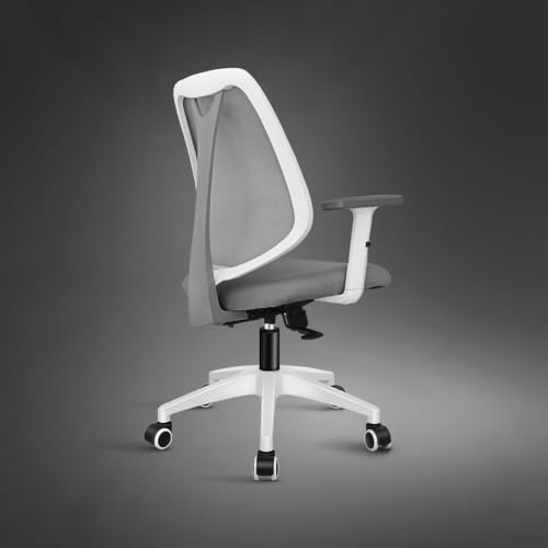 Image of Kepler Brooks Pulse Office Chair for Work | 3-Year Warranty | Ergonomic Office Chair, Study Chair for Home, 1D Arms, Single Lock Recliner, Heavy Duty Nylon Base (White Grey)