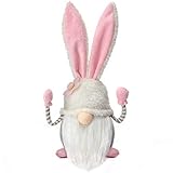 Funoasis Easter Bunny Gnome Spring Gnomes Easter Holiday Home Decoration Gnome Plush Handmade Rabbit Gifts Swedish Tomte Elf (Pink Bunny, 13 Inches)