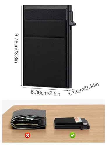 Men's Aluminium Mini Card Holder, with Coin Compartment, with RFID Protection, Mini Credit Card Holder, Credit Card Holder, Slim Wallet, Men's Women's Wallet, Black, black, NO, No2