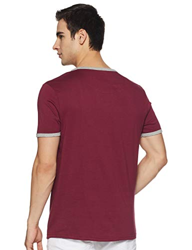 Image of ABOF Men's Solid Slim fit T-Shirt (BOA19AMCWTE3021819 Maroon L