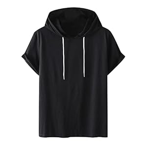 T-Shirts für Herren mit Kapuzen Sommer Tshirt Kurzarm Hoodie Ärmellose Hoodies Freizeit Kapuzenshirt Einfarbig Sweatshirt Oversize Hoody Männer Shirts Baumwolle Oberteile Leichte Kapuzenpullover