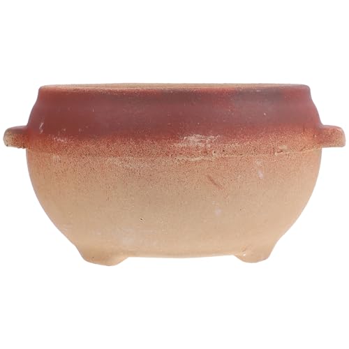 LALADEFIEE Cazuela de Barro Resistente al Calor para Cocinar Fideos de Arroz, 700ml, Multifuncional Doble Asa, sin Tapa para Uso en Cocina Doméstica