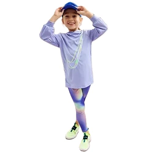 Nike Girls Dri-FIT Swoosh Hoodie & Printed Leggings Set, Lt Purple