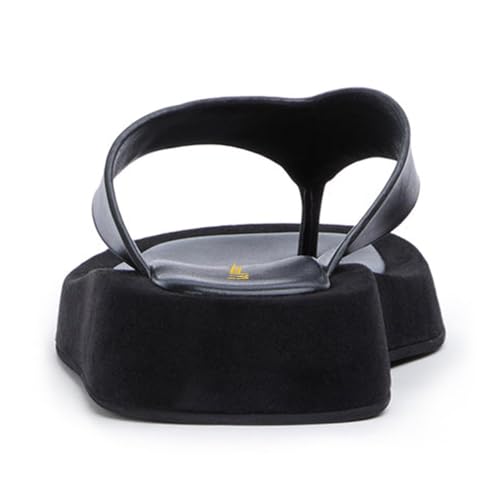 Milooey shoes Women's Open Toe Flip Flops Low Wedge Heels Wide Thong Sandals Indoor Slippers Daily Casual Slide Shoes Size 4-16 US2