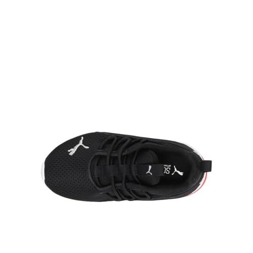 Image of PUMA Unisex-Child Axelion Mesh Sneaker, 12.5Little Kid, Black Silver-High Risk Red