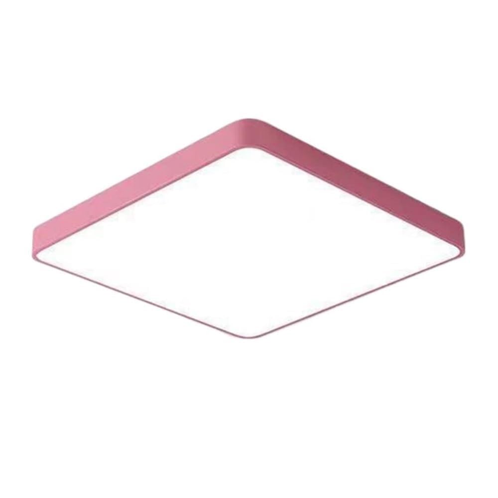KXEcoLife Semi Flush Mount Ceiling Light Modern LED - with Acrylic Lampshade Three-Color Dimming Lighting for Bedroom Living Room Dining Room(Pink Square-50cm)