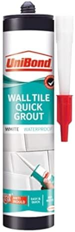 UniBond Ultra Force Wall Tile Grout, Grout in Easy Apply Cartridge for Use with Standard Cartridge Gun, Waterproof Grout for Tiling, Grout White, 460g Cartridge