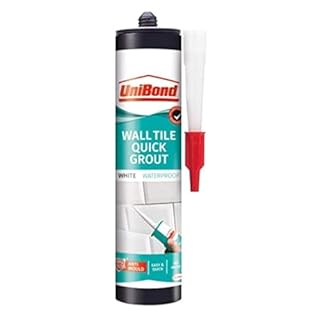 UniBond 2577444 Ultra Force Wall Tile Grout, Grout in Easy Apply Cartridge for Use with Standard Cartridge Gun, Waterproof Grout for Tiling, White, 460g Cartridge