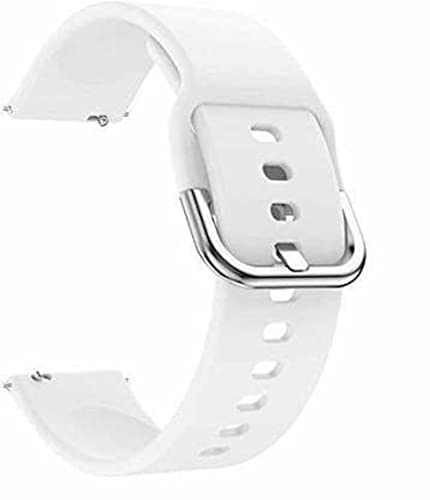 BQeT 22MM Metal Buckle Silicon Strap Compatible with N_oise Colourfit pro 4/max/3/Pluse pro/Pluse Buzz/nav Plus/Pluse Grand/Caliber/pro3 Assist(Check List Also) (Strap, White)