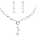 EleQueen Women's Silver-Tone Cubic Zirconia Simulated Pearl Bridal Necklace Earrings Set, Ivory Color