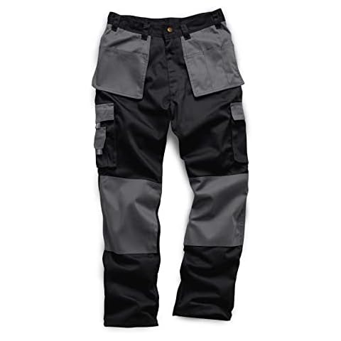 StandSafe Men's Pro Cargo Tuff Combat Heavy Duty Work Trouser Utility Pants, Black/Grey, 34 Waist/Regular Leg 32" Cover