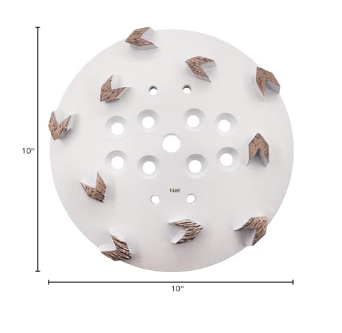 Globaldragon 10 inch Pro Concrete Diamond Grinding Head disc Plate, 16Grit Arrow Segment (16Grit Soft Bond 10 Segments), Gold, White, Red, Black
