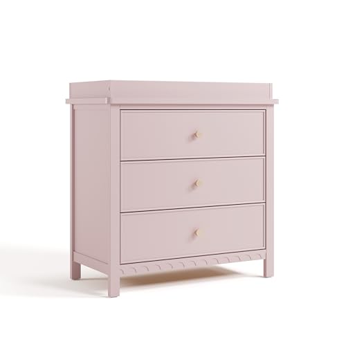 Image of Graco Sasha 3-Drawer Chest with Changing Table Topper (Blush) – GREENGUARD Gold Certified, Nursery Bedroom Chest with Spacious Storage, Interlocking Drawer System, Pre-Installed Tracks