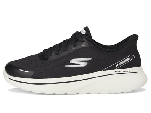 Skechers Women's Go Walk Arch Fit N-Joy Emory Hands Free Slip-Ins Sneaker, Black/White, 9