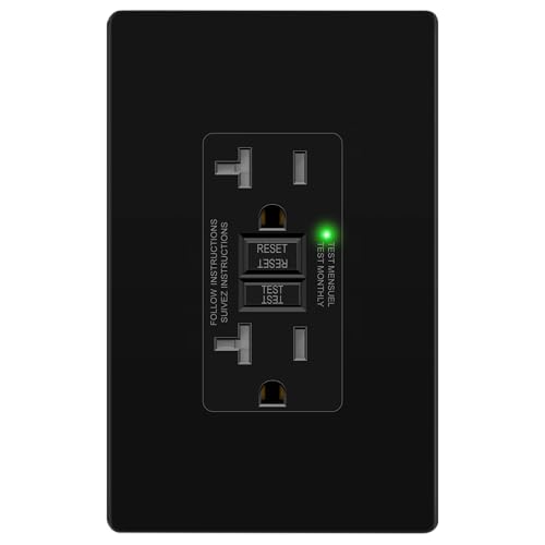 LIDER GFCI Outlet 20Amp, GFCI Receptacle, ETL Listed, Matte Black