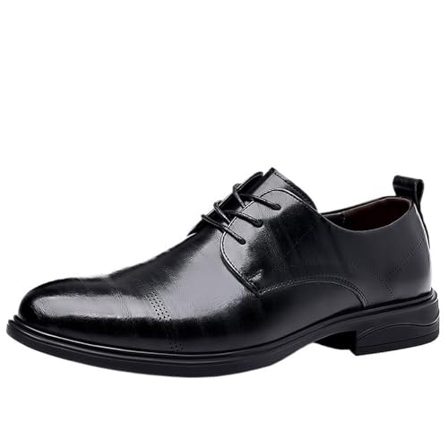 Men's Lace Up Oxford Dress Shoes Genuine Leather Brogue Pointed Toe Black British Style Formal Business Wedding Gentleman Footwear2