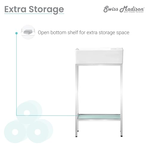 Image of Swiss Madison Pierre 19.5 Single, Freestanding, Open Shelf, Chrome Metal Frame Bathroom Vanity