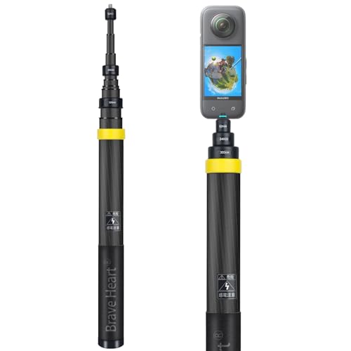 Perche à selfie invisible 3m en carbone pour éliminer les vibrations sur Insta360 - 2