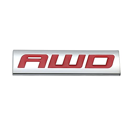 Emblema AWD para puerta trasera 3D de metal cromado con acabado rojo para todoterreno de 4 ruedas