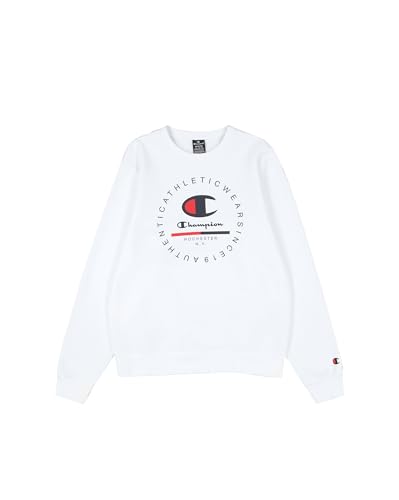 Champion Legacy Graphic Shop Authentic (220246) -Soft Compact Powerblend Fleece Crewneck Felpa, Bianco, L Uomo
